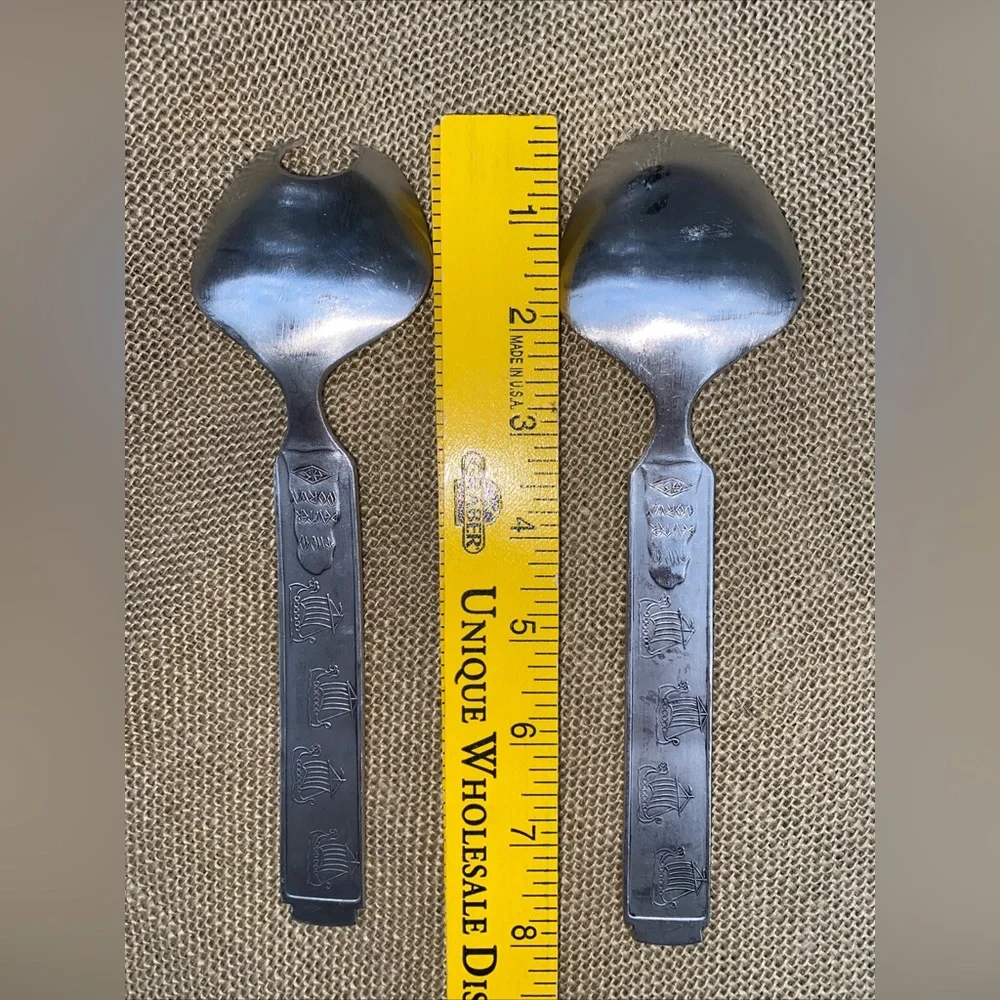 KONGE TINN Rare Vintage Salad set Norwegian pewter Salatsett - Picture 5 of 17